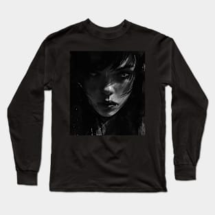 Retro Girl Monochrome 80s Long Sleeve T-Shirt